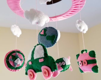 Baby Crib Mobile // Travel Baby Mobile // Cars and Planes Mobile // Baby Gifts // Nursery Decor // Baby Shower