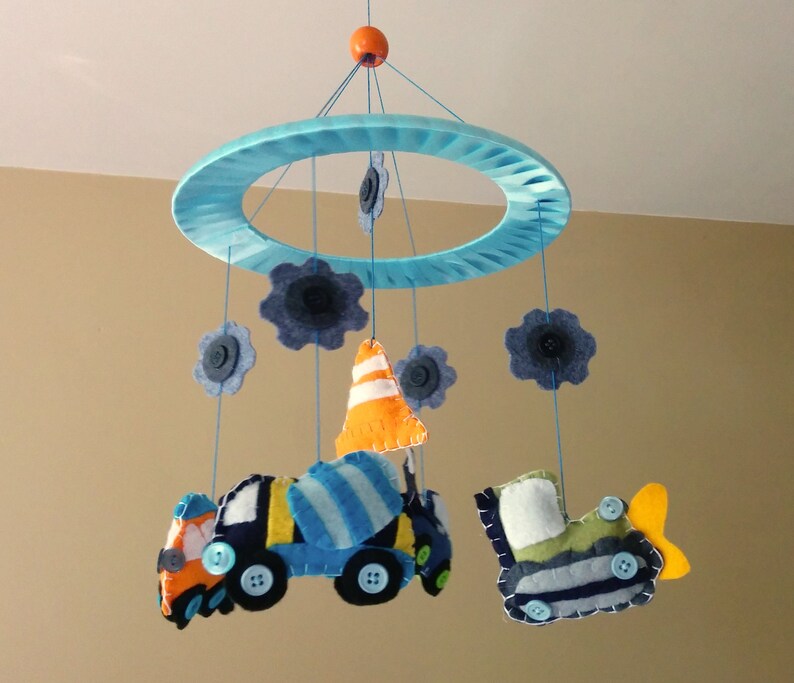 Baby Crib Mobile Construction Trucks Trucks Etsy