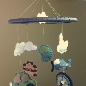 Baby Crib Mobile // Travel Baby Mobile // Cars and Planes Mobile // Baby Gifts // Nursery Decor // Baby Shower image 4