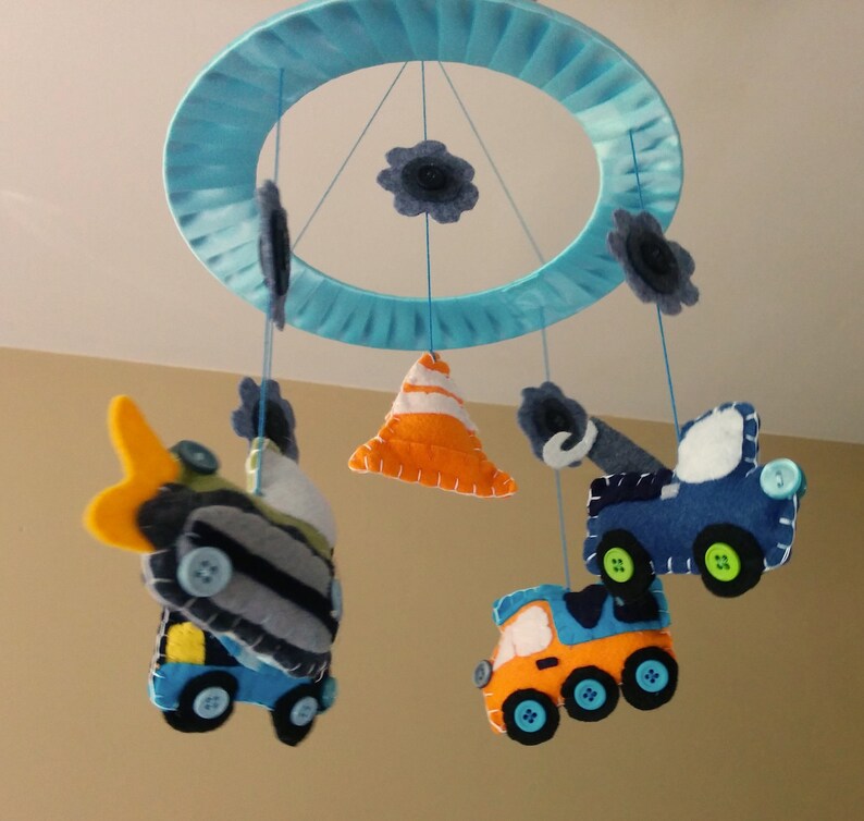 Baby Crib Mobile Construction Trucks Trucks Etsy