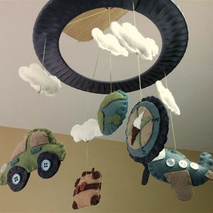 Baby Crib Mobile // Travel Baby Mobile // Cars and Planes Mobile // Baby Gifts // Nursery Decor // Baby Shower image 1