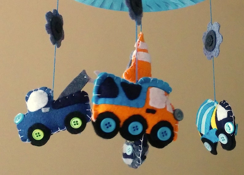 Baby Crib Mobile Construction Trucks Trucks Etsy