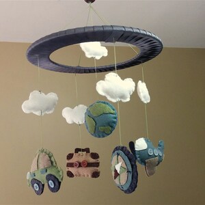 Baby Crib Mobile // Travel Baby Mobile // Cars and Planes Mobile // Baby Gifts // Nursery Decor // Baby Shower image 2