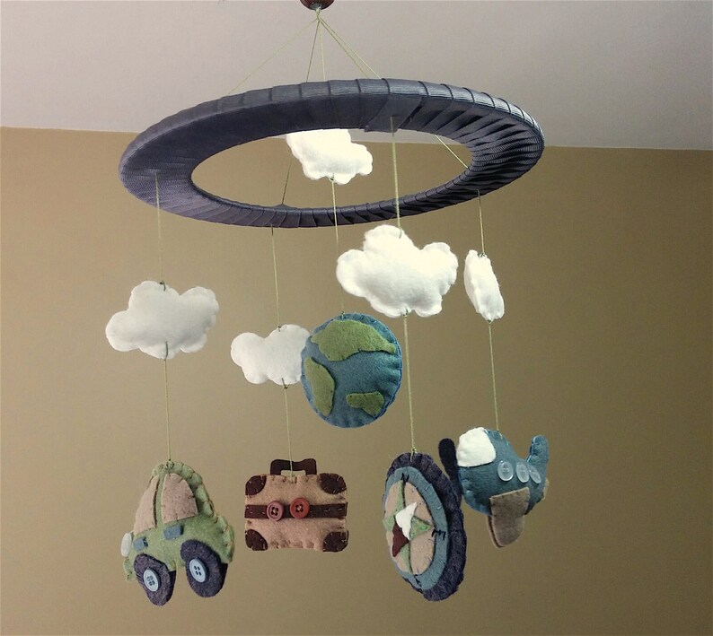 Baby Crib Mobile // Travel Baby Mobile // Cars and Planes Mobile // Baby Gifts // Nursery Decor // Baby Shower image 2