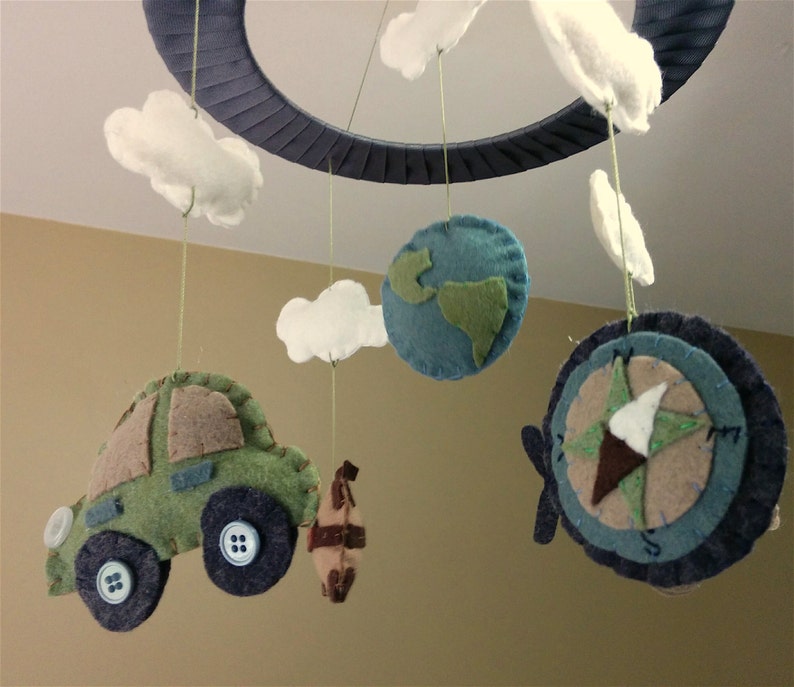 Baby Crib Mobile // Travel Baby Mobile // Cars and Planes Mobile // Baby Gifts // Nursery Decor // Baby Shower image 3