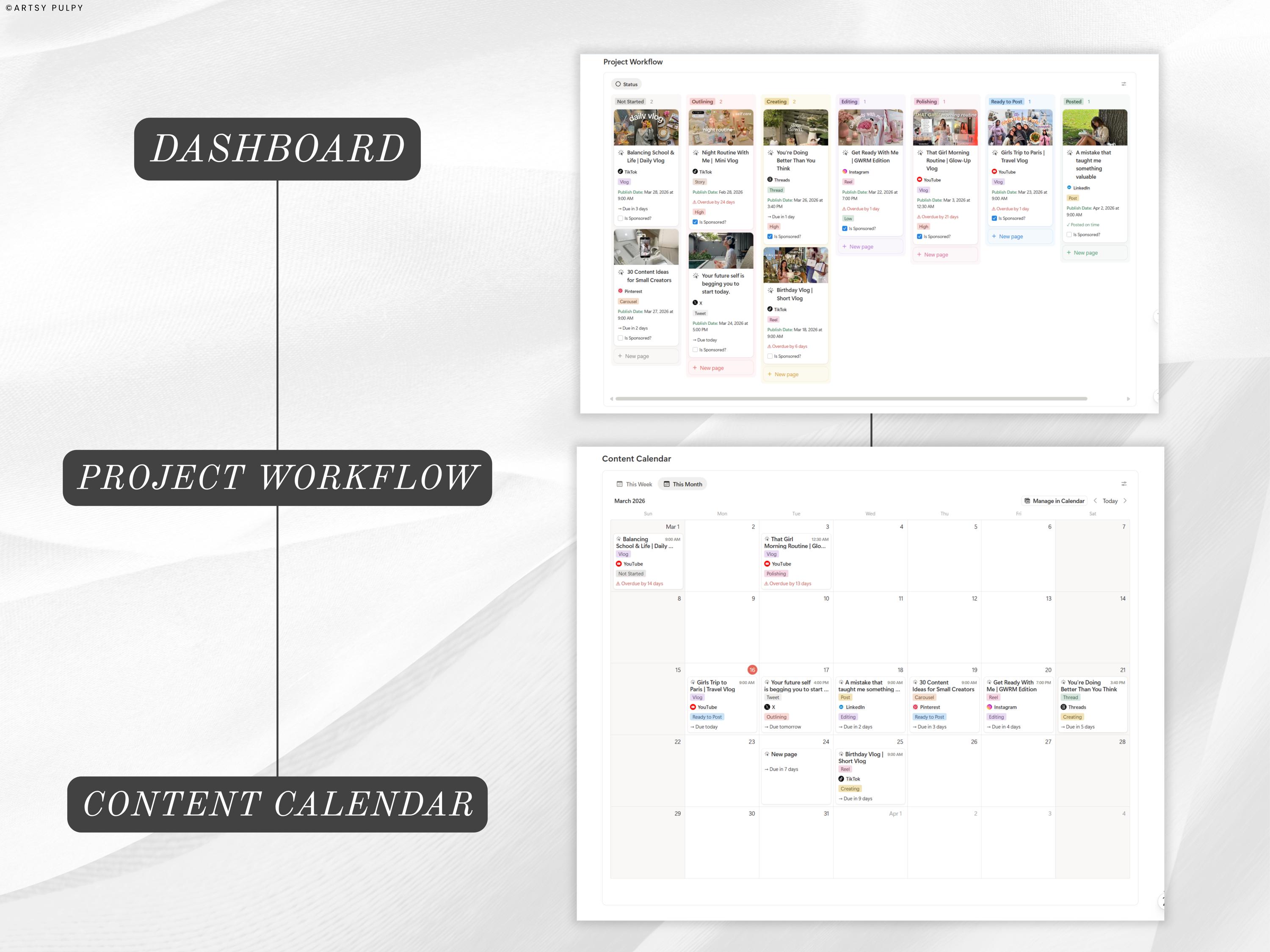 Notion Social Media Content Planner Template Content Calendar Social ...