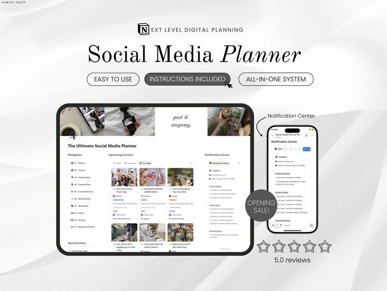 Notion Social Media Content Planner Template Content Calendar Social ...