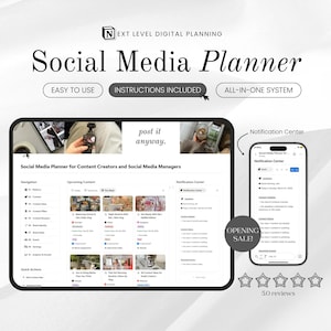 Notion Content Planner Social Media Planner for Content Creators, Social Media Managers, Influencers, Content Calendar, UGC Content Creator