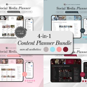 4-in-1 Notion Social Media Planner Bundle, Content Calendar (Digital Download)