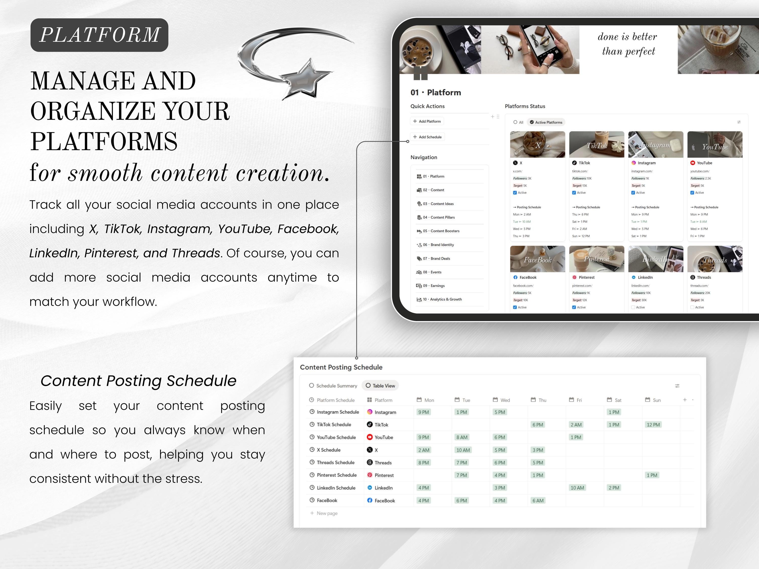 Notion Social Media Content Planner Template Content Calendar Social ...