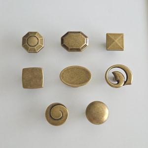 Antique Brass Cabinet Knobs | Antique Brass Drawer Pulls, Vintage Brass Drawer Knobs | Kitchen, Vanity, Dresser Hardware | Unique Designs