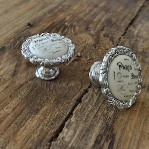 Paris Ceramic Knob & Pull, French Country Polished Chrome, Italian Made