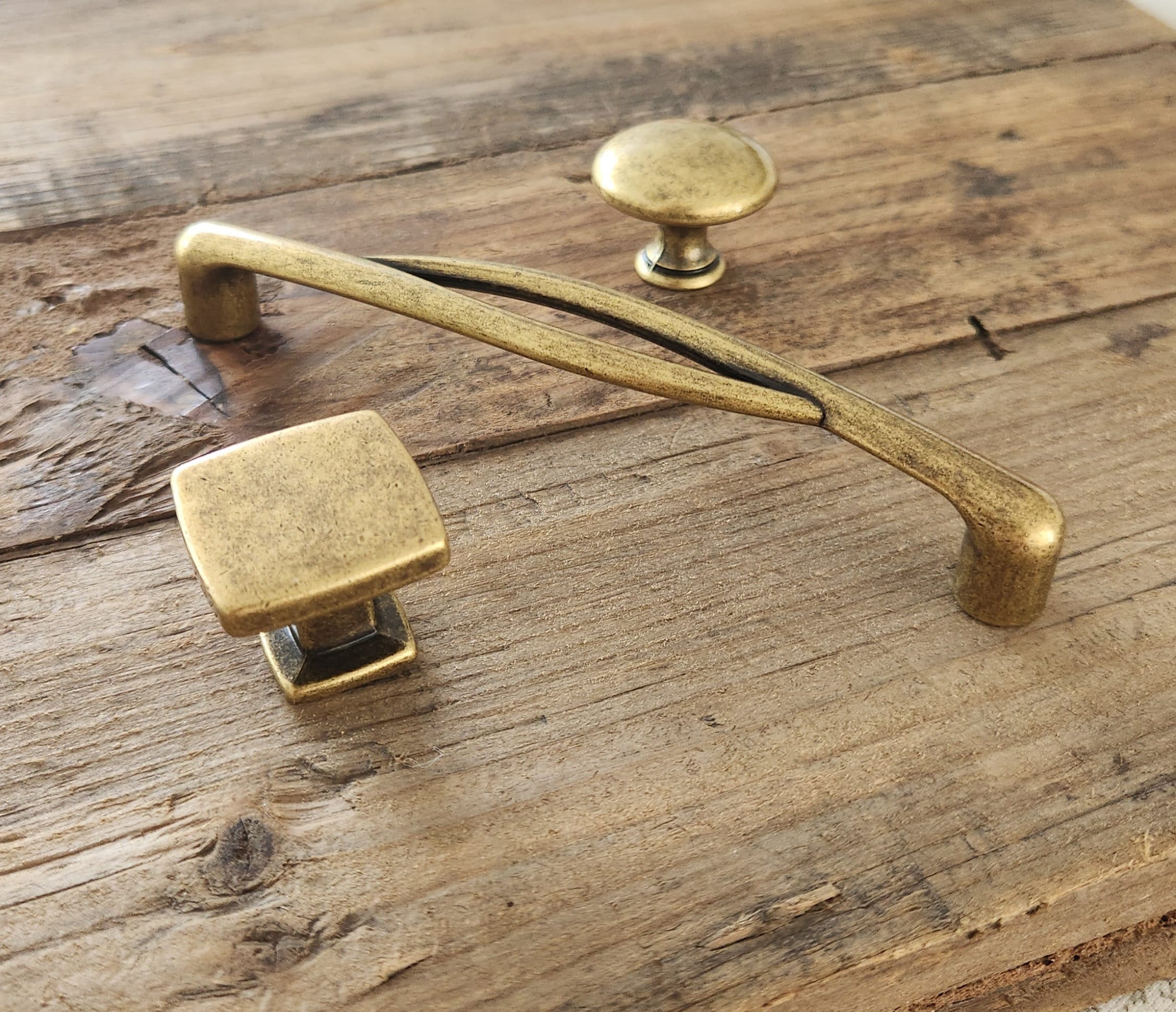 Retro Drawer Knobs & Pulls 3.78" 5" Art Deco Pulls Handles, Antique Brass Hardware 96 128 mm Vintage Kitchen, Rustic Cabinet Door Handle