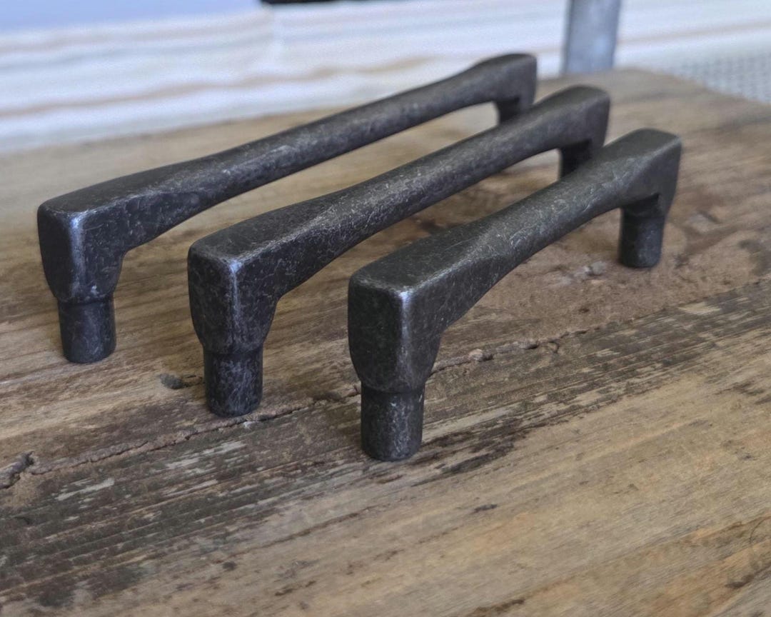 Rustic Black Iron Cabinet Handles and Knobs, Farmhouse Drawer Pulls ...