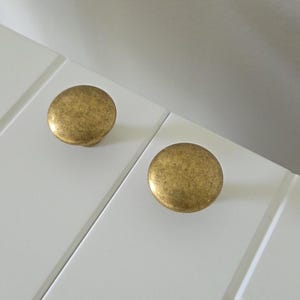 Large Vintage Brass Cabinet Knob: Italian Round Drawer Pull