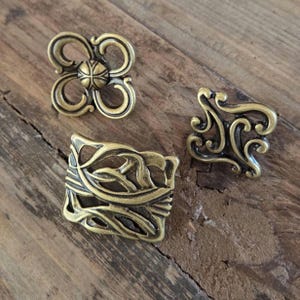 Rustic Antique Brass Knobs, Antique Silver Decorative Drawer Pulls, Vintage Farmhouse Large Knob