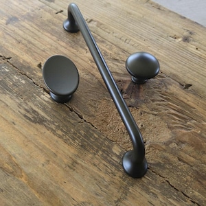 Matte Black Cabinet Handles & Knobs | Vintage Retro Drawer Pulls | Italian-Made Kitchen Hardware