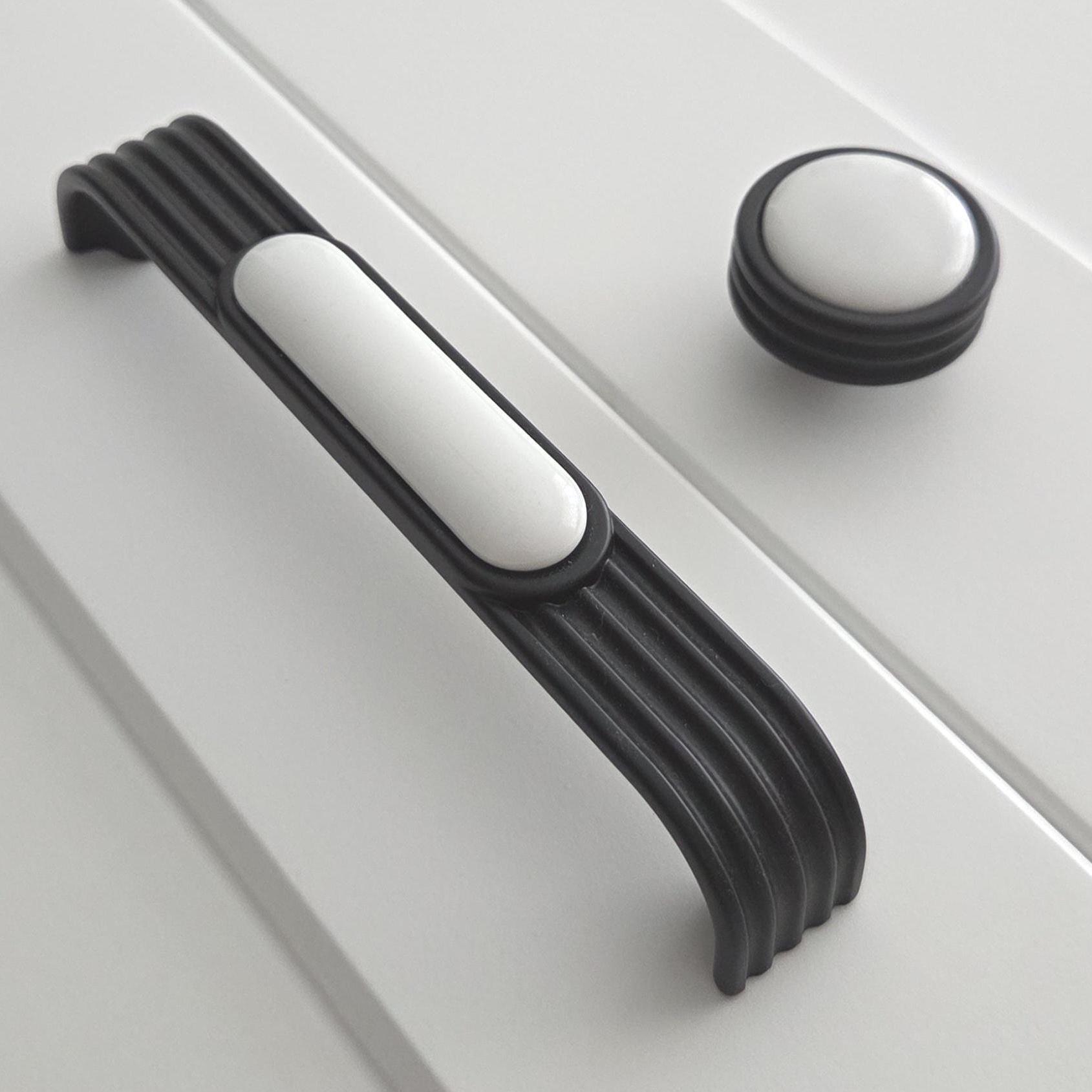 Classic Black Porcelain Ceramic Cabinet Knob – Pull For Cupboard Or Door