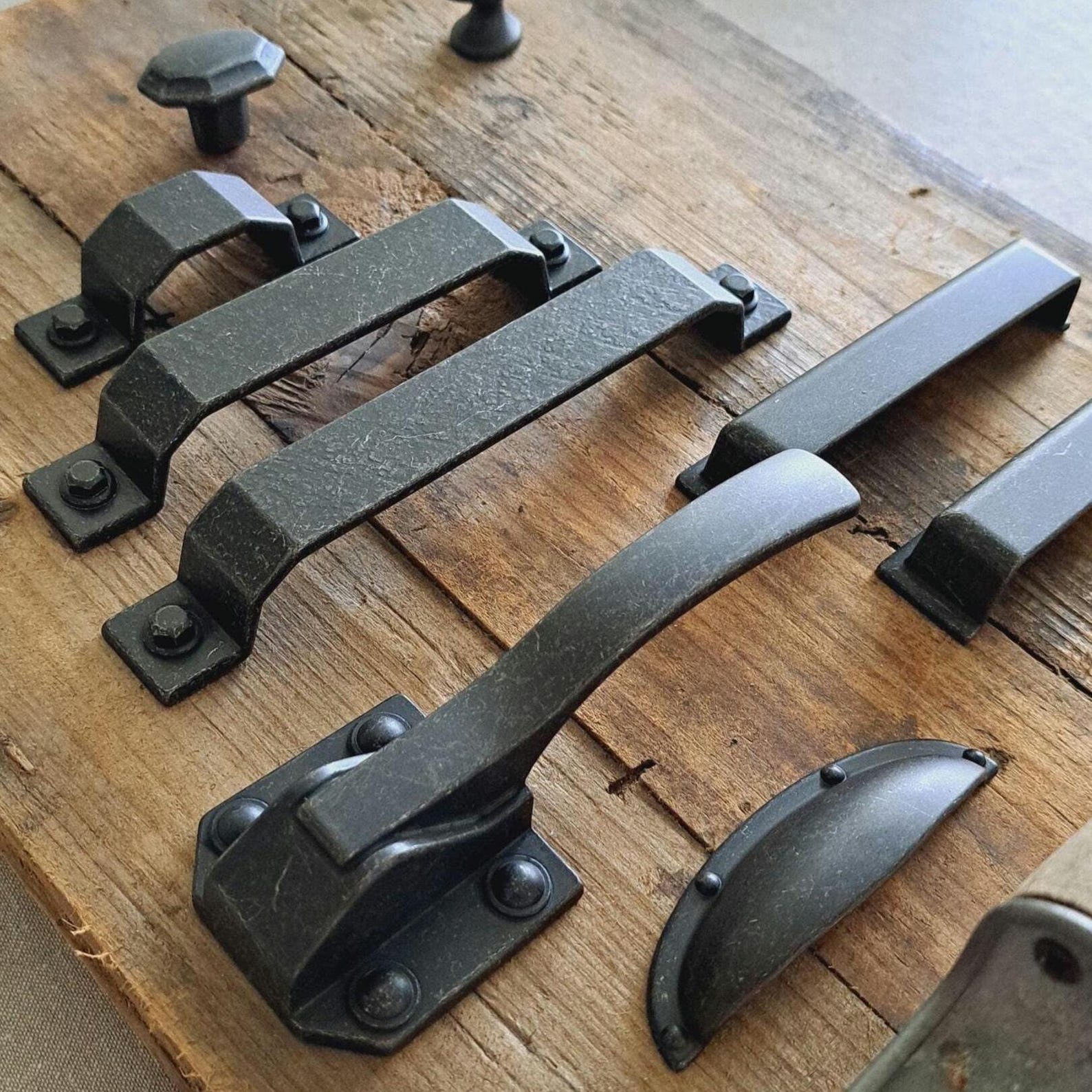 Rustic Black Iron Cabinet Pulls: Italian Vintage Farmhouse Hardware - Etsy