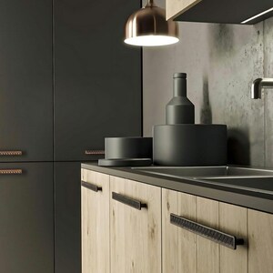 Matte Black Industrial Drawer Pull: Textured Zinc Alloy Cabinet Handle