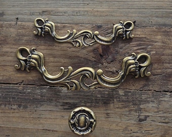 vintage dresser handles Vintage Bail Handles, 3 inch boring main image 0