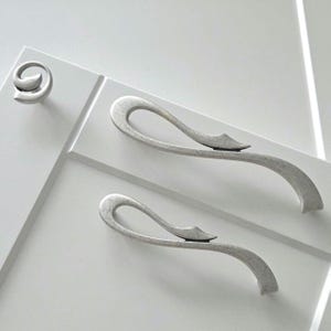 Antique Silver Cabinet Knob or Pull: Italian Art Nouveau Hardware