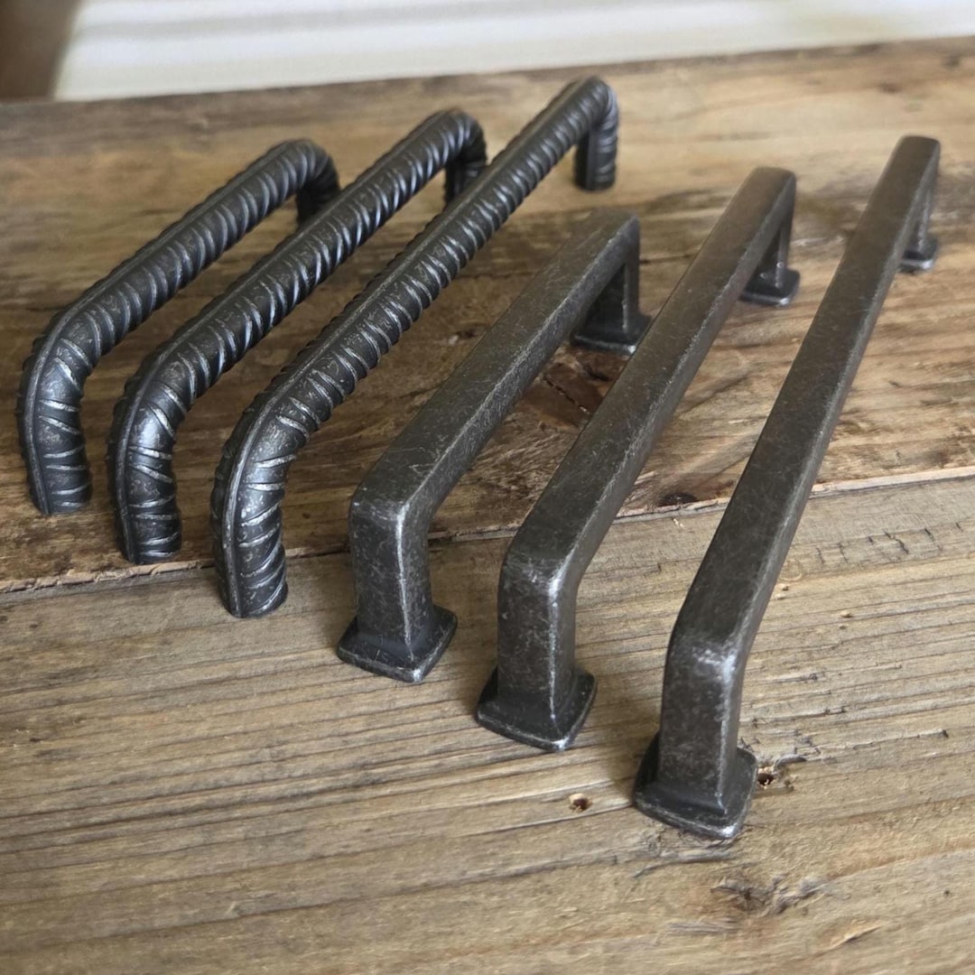 Rustic Black Iron Drawer Pulls, Farmhouse Cabinet Handles, Italian ...