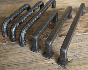 Tiradores rústicos de hierro negro para cajones, tiradores para armarios de estilo granja, herrajes de estilo industrial italiano.