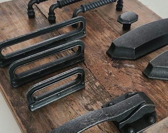 Tirador de cajón rústico de hierro negro: herrajes rústicos para gabinetes