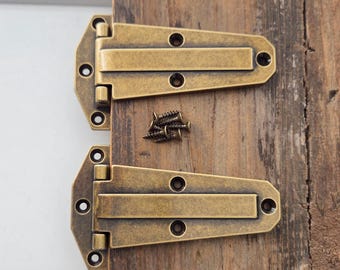Rustikales antikes Messing dekoratives T-Scharnier | Beschläge für italienische Schranktüren - Made in Italy
