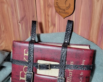 Book Holster: Handmade Full Grain Leather Black or Brown, Renaissance Cosplay Belt