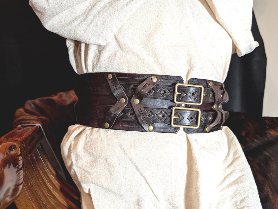 Handmade Full Grain Leather Campaign Belt: Renaissance LARP