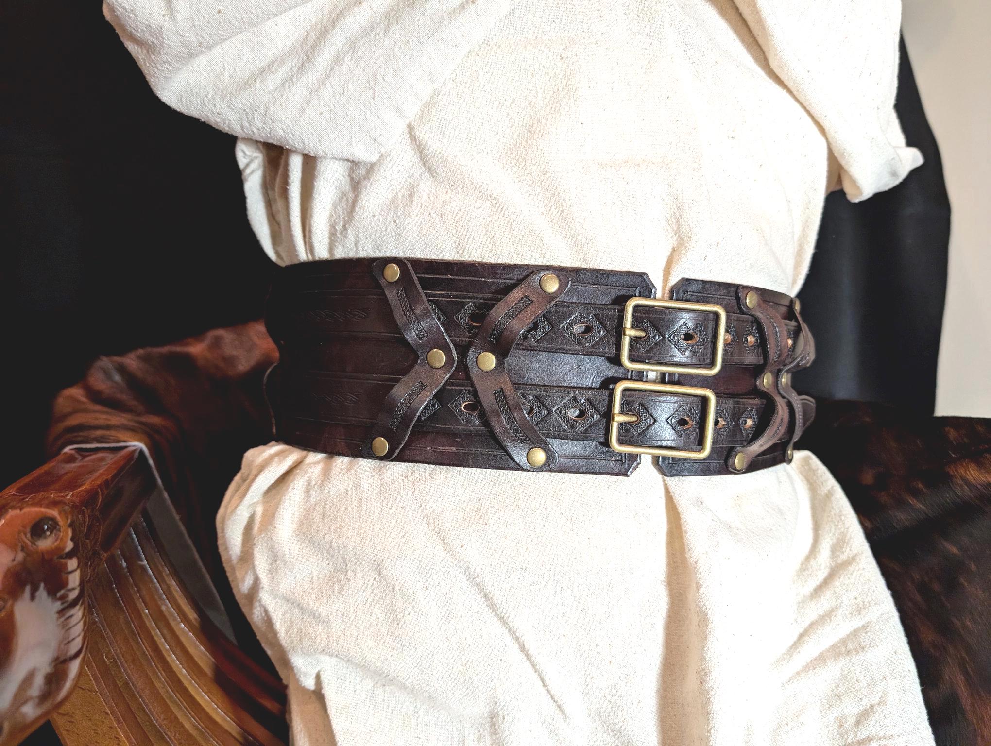 Handmade Full Grain Leather Campaign Belt: Renaissance LARP