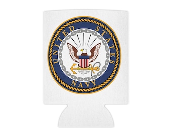 US Navy Can Cooler, Patriotic Drink Holder, Military Koozie, Veteran Gift, Fourth of July Party Accessory