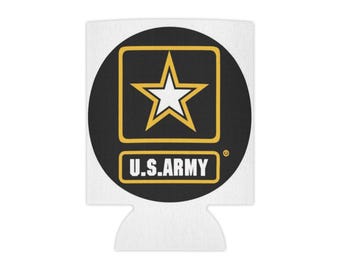 US Army Can Cooler, Military Gift, Cold Beverage Holder, Patriotic Party Supplies, Veteran Appreciation, BBQ Essential