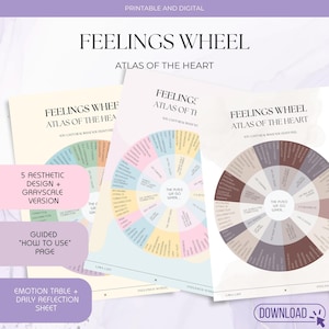Printable and Digital Feelings Wheel — Emotions Chart for Self-Awareness & Reflection | Atlas of the heart