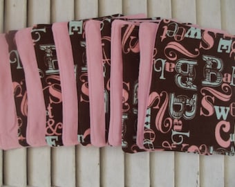 Set of 12 Reusable Wipes , Washcloths, Napkins...Sweet Baby Names