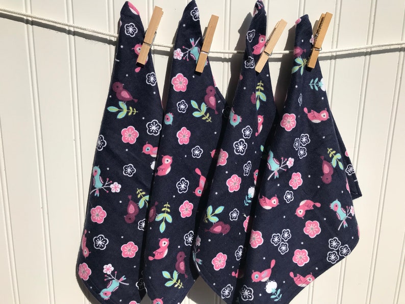 Set of 4 12 Single Ply Flannel Cloth Napkins Watercolor Floral Print