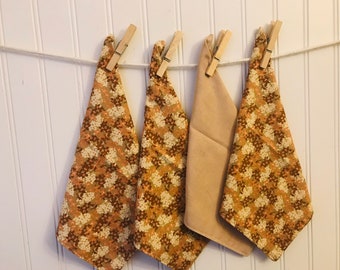 Set of 4 2 ply 10” Cotton Napkins Everyday Brown  Floral Print