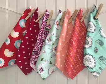 Set of 7 9” Mixed  Flannel Cloth Napkins  Set 76