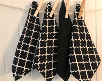 Black and White Geometric Cloth Napkins: Cotton Everyday Napkins, Set of 4