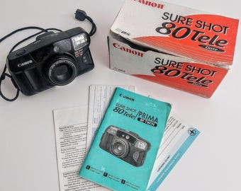 Canon Sure Shot 80 Tele 35 MM- Tested - W/original Box, Manual, EXCELLANT Cond.