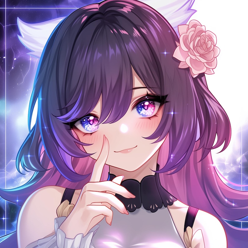 Digital Portrait of a Vtuber/OC – A unique and expressive kawaii anime style, specially designed to stand out and be easily recognizable as a profile picture.
