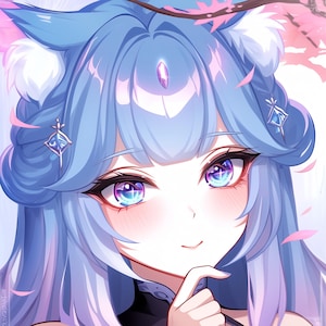Digital Portrait of a Vtuber/OC – A unique and expressive kawaii anime style, specially designed to stand out and be easily recognizable as a profile picture.