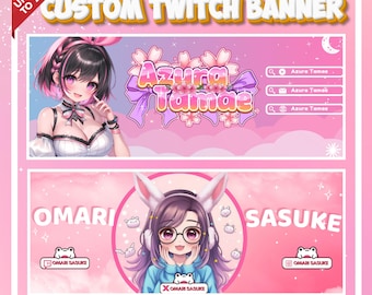 Custom Anime Twitch Banner: Chibi Style
