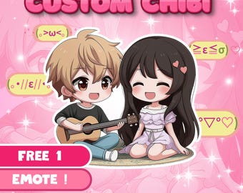 Custom Couple Chibi Portrait, Valentine Gift