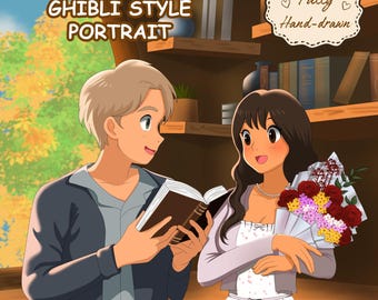 Custom Ghibli-Style Portrait | Personalized Family Art, Ghibli Portraits for Couples, Anime From Photo, Families & Pets, Anniversary Gift
