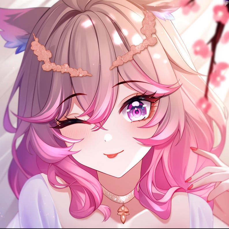 Digital Portrait of a Vtuber/OC – A unique and expressive kawaii anime style, specially designed to stand out and be easily recognizable as a profile picture.