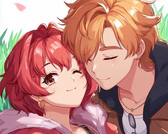 Custom Anime Couple PFP / Anime Style Portrait / Custom Couples Gift / Matching Couple Icons / Gift for Anniversary