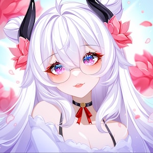 Digital Portrait of a Vtuber/OC – A unique and expressive kawaii anime style, specially designed to stand out and be easily recognizable as a profile picture.